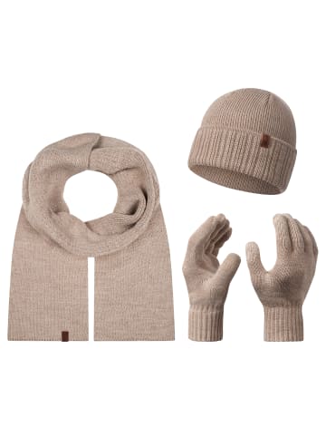 Rock Creek Schal Mütze Handschuhe Set in Beige
