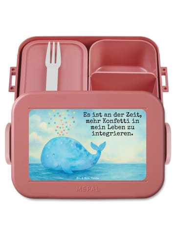 Mr. & Mrs. Panda Lunch Box Wal Konfetti Design mit Spruch in Rot Pastell