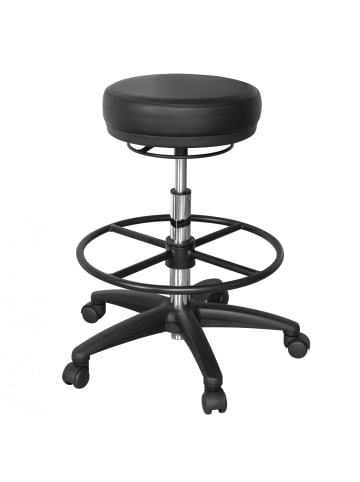 KADIMA DESIGN Arbeitshocker | Schwarz, Rund, Rollen, 120kg, Höhenverstellbar