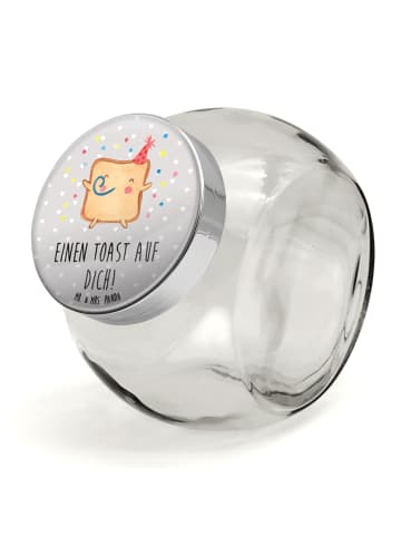 Mr. & Mrs. Panda Bonbonglas Toast Party mit Spruch in Grau Pastell