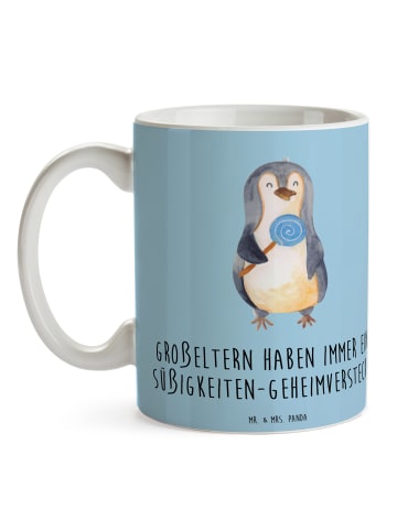 Mr. & Mrs. Panda Tasse Großeltern Süßigkeiten mit Spruch in Blau Pastell