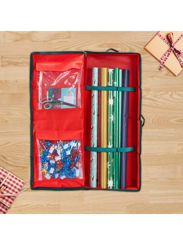 relaxdays Geschenkpapier Aufbewahrungsbox in Rot/ Schwarz - (H)14,5 x (B)81 x (T)35 cm