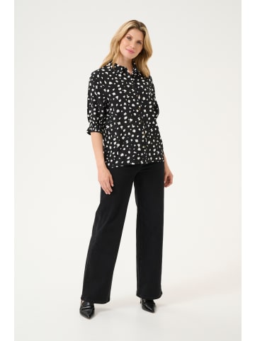 Kaffe Kurzarm-Bluse KAvelana Regular fit in Black/White Abstract Print