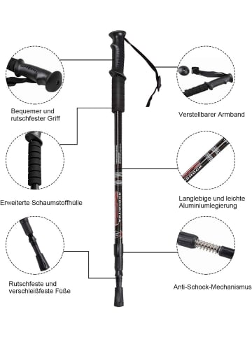 COSTWAY Nordic Walking Stöcke 1 Paar Set in Schwarz