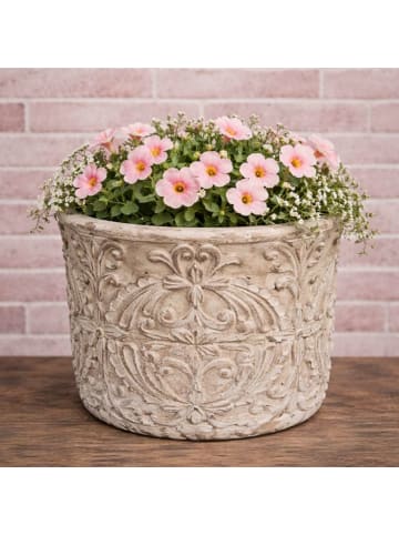 AltoBelli Blumentopf PERUGIA Beige Grau Zement Rund 17x14 cm