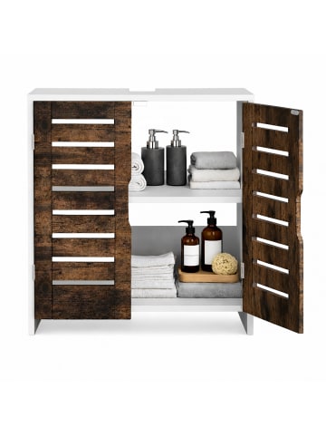 VCM Badschrank Badunterschrank Waschbecken Flonali in Weiß / Vintage-Eiche