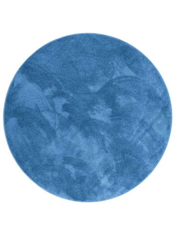 Pergamon Hochflor-Teppich Melia Rund in blau