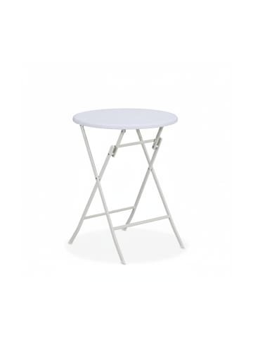 relaxdays Gartentisch "Rattan-Optik" in Weiß - (H)75 x Ø 60 cm