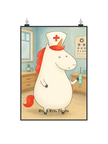 Mr. & Mrs. Panda Bild Einhorn Krankenschwester Design ohne Spruch in Weiß