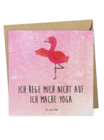 Mr. & Mrs. Panda Deluxe Karte Flamingo Yoga mit Spruch in Aquarell Pink