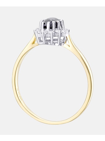 Diamant L'éternel Cluster-Ring aus 375 Gelbgold mit Diamant mit Saphir
