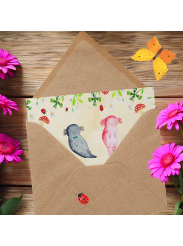 Mr. & Mrs. Panda Einladungskarte Axolotl Liebe mit Spruch in Naturpapier