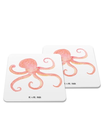 Mr. & Mrs. Panda Untersetzer für Gläser Tintenfisch ohne Spruch in Weiß