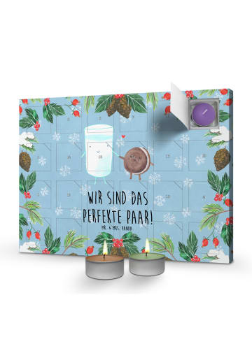 Mr. & Mrs. Panda Duftkerzen Adventskalender Milch Keks mit Spruch in Eisblau
