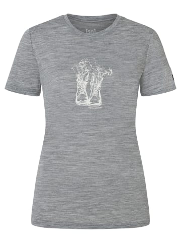 super.natural Merino T-Shirt W FLOWER BOOTS TEE in grau