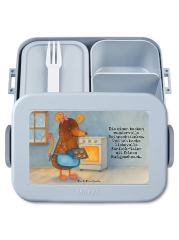 Mr. & Mrs. Panda Bentobox Maus Kekse Design mit Spruch in Blau Pastell