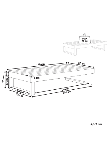 Beliani Couchtisch MARETTIMO in Braun - (W) 110 x (H) 25 x (L) 60 cm