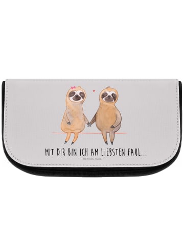 Mr. & Mrs. Panda kulturtäschchen Faultier Pärchen mit Spruch in Grau Pastell