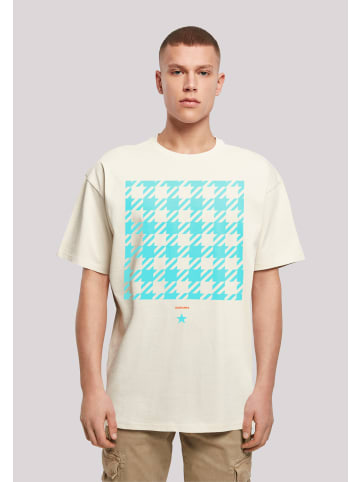 F4NT4STIC Heavy Oversize T-Shirt Hahnentritt Karo blau in sand