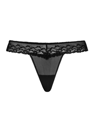 Teyli Mesh Tanga mit floraler Spitze Leo in schwarz