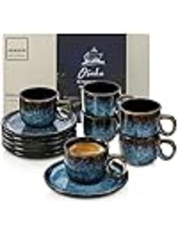 Sänger 12-tlg. Espressotassen Set Osaka in Blau aus Steingut