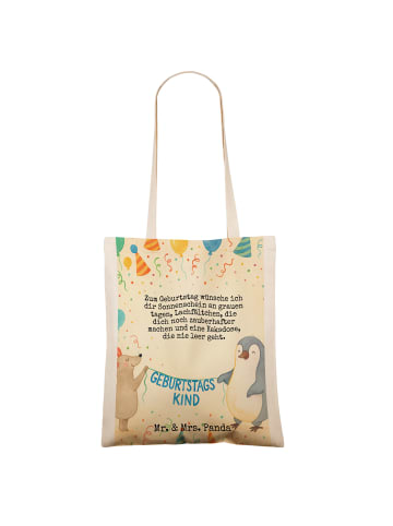 Mr. & Mrs. Panda Tote Bag Maus Pinguin Geburtstag Design mit Spruch in Weiß