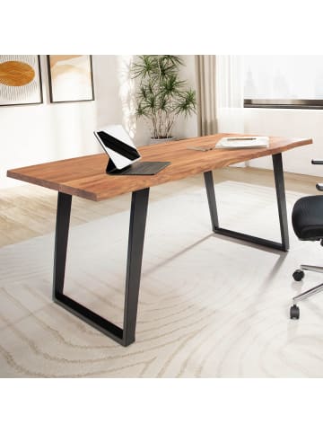 KADIMA DESIGN Schreibtisch 180x90x76 cm Massivholz / Metall Computertisch