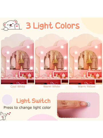 COSTWAY Schminktisch Kinder ab 3 Jahren in Rosa