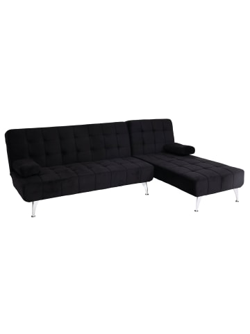 MCW Schlafsofa K22 Liegefläche links/rechts, Samt schwarz