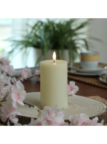 Adilina LED Kerze LINA Echtwachs Rustik-Optik 7x11cm in creme