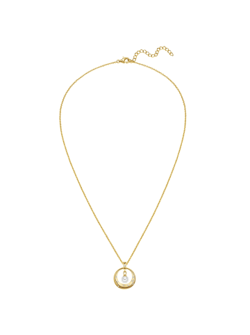 Rafaela Donata Halskette aus Sterling Silber mit Zirkonia und Muschelkernperle in gelbgold
