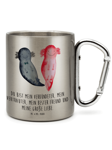 Mr. & Mrs. Panda Becher Axolotl Freundin mit Spruch in Silber