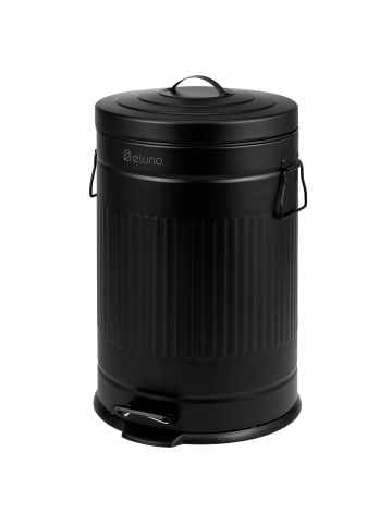 eluno Abfalleimer VINTAGE, Treteimer, 20 Liter Fassungsvermögen aus schwarzem Metall