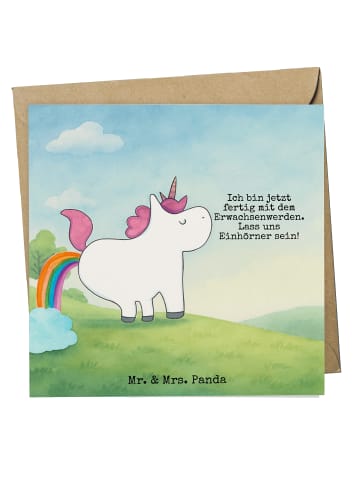 Mr. & Mrs. Panda Grußkarte Einhorn Pupsen Design mit Spruch in Weiß