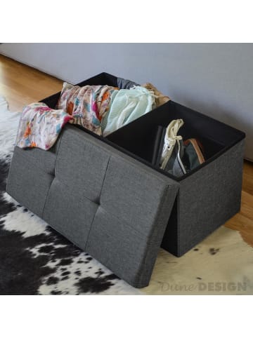 DuneDesign Sitzbank mit Trennwand 76x38x38 cm faltbar Grau grau