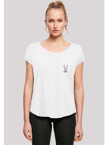 F4NT4STIC Long Cut T-Shirt Looney Tunes Bugs Bunny Breast Print in weiß