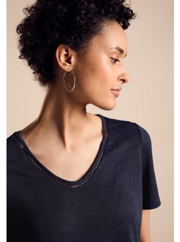 Street One 'T-Shirt in Leinenoptik' Marineblau