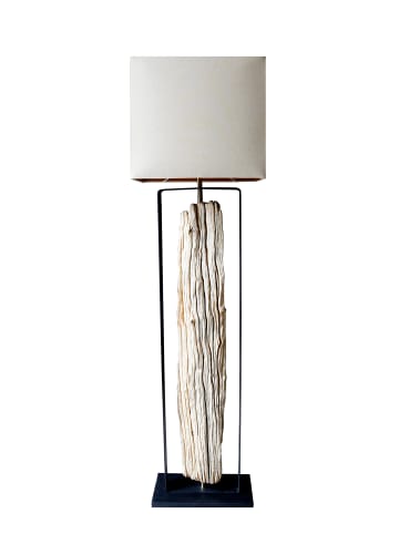 SalesFever Stehleuchte 165 cm handgefertigt mit Treibholzgestell und Leinenschirm in Beige