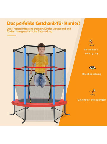 COSTWAY Ø165cm Gartentrampolin mit Sicherheitsnetz in Blau