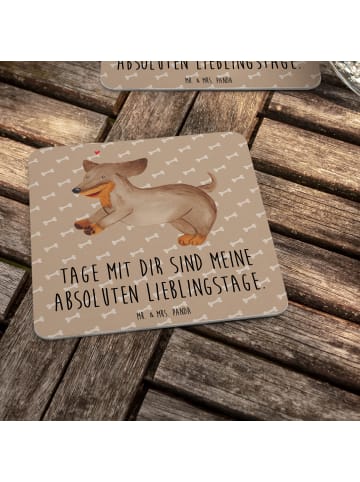 Mr. & Mrs. Panda Tischuntersetzer Hund Dackel mit Spruch in Hundeglück
