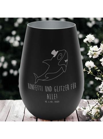 Mr. & Mrs. Panda Kerzenglas Orca Zylinder mit Spruch in Schwarz