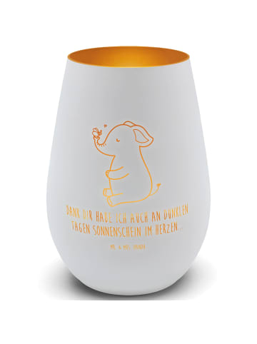 Mr. & Mrs. Panda Glas Windlicht Elefant Biene mit Spruch in Weiß