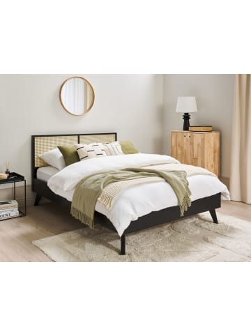 Beliani Doppelbett MONPAZIER in Schwarz/Braun - (W) 147 x (H) 99 x (L) 209 cm