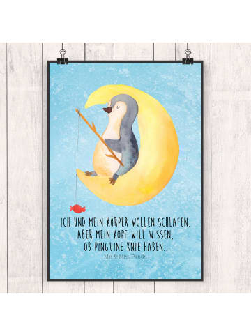 Mr. & Mrs. Panda Poster Pinguin Mond mit Spruch in Eisblau