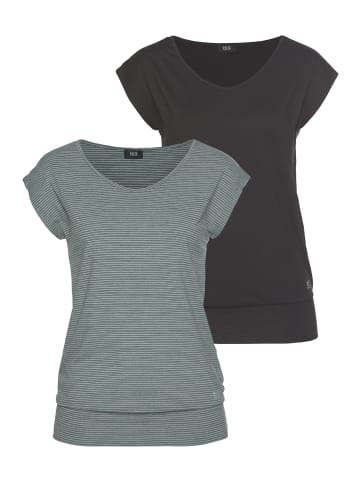 H.I.S. Funktionsshirt in schwarz, petrol-geringelt