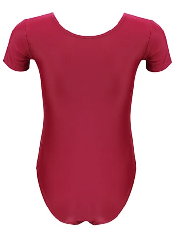 Aquarti Mädchen Gymnastikanzug Kurzarm in dunkelrot