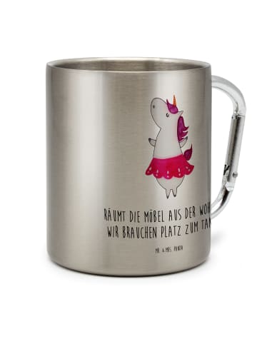 Mr. & Mrs. Panda Thermo Kaffeebecher Einhorn Ballerina mit Spruch in Silber