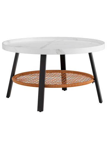 home24 Couchtisch LOUSIKO in Marmor Weiß Dekor