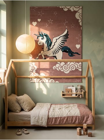KADIMA DESIGN Teppich Kinderzimmer Kinder-Motiv Kinderzimmer pflegeleicht Spielzimmer in Pink