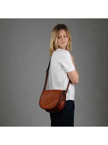 SID & VAIN Leder-Umhängetasche echt Leder Crossbody Bag HAZEL groß braun Schultertasche in braun
